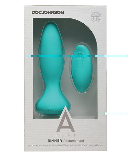 A Play Rimmer Experienced Rechargeable Silicone Anal Plug w/Remote - Teal