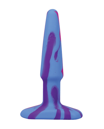 A Play 4" Groovy Silicone Anal Plug - Multicolor/Pink