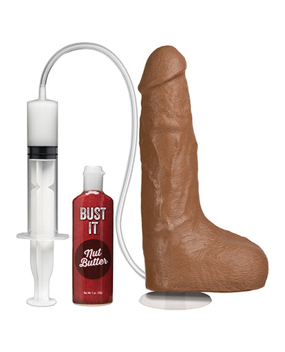 Bust It Squirting Realistic Cock w/1 oz Nut Butter - Brown