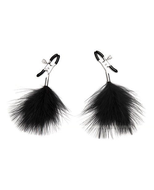 Lux Fetish Feather Nipple Clips - Black