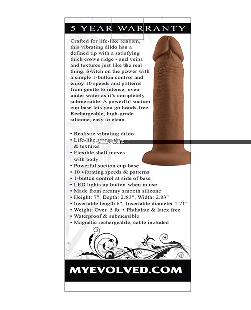 Evolved 6" Vibrating Dong - Dark