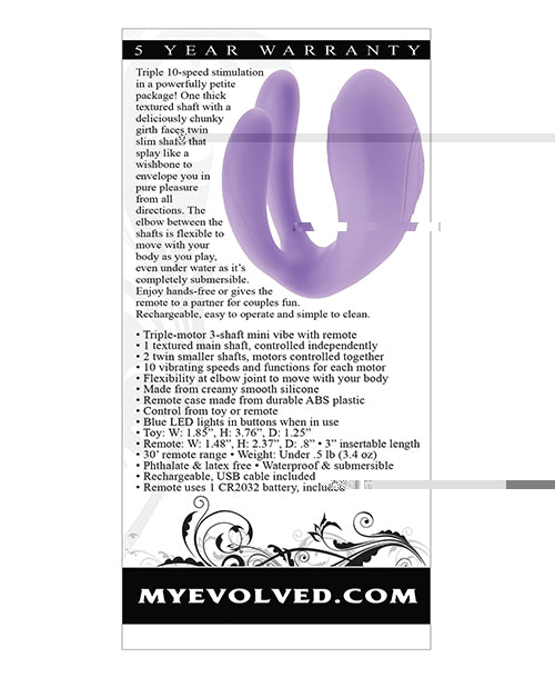 Evolved Petite Tickler Mini Vibe w/Remote - Purple