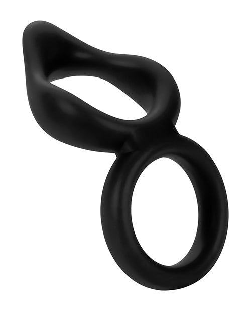 Forto F-88 Double Ring Liquid Silicone Cock Ring - Black