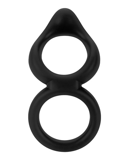 Forto F-88 Double Ring Liquid Silicone Cock Ring - Black