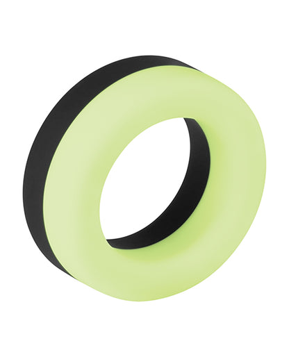 Forto F-19 Two Tone Liquid Silicone Cock Ring - Black/Glow in the Dark