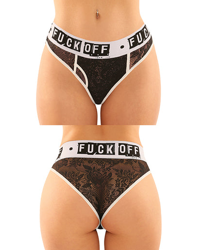 Vibes Buddy Fuck Off Lace Boy Brief & Lace Thong Black S/M