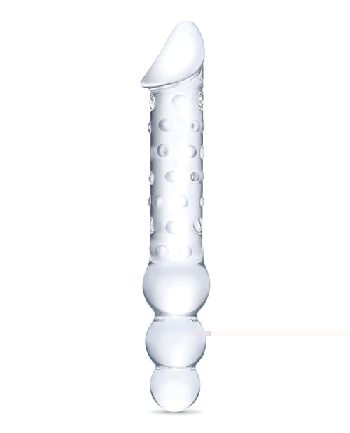 Glas 12" Double Ended Glass Dildo w/Anal Beads - Clear