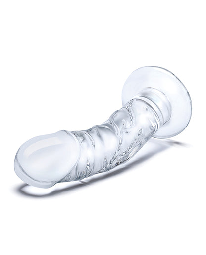 Glas 7" Realistic Curved Glass Dildo w/Veins - Clear