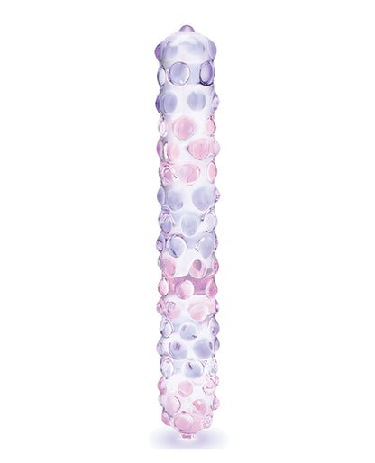 Glas 9" Purple Rose Nubby Glass Dildo - Purple/Pink