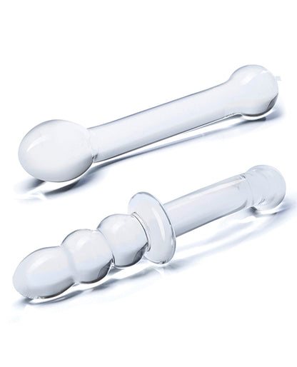 Glas 2 pc G-Spot Pleasure Glass Dildo Set - Clear