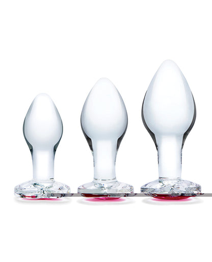 Glas 3 pc Heart Jewel Glass Anal Training Kit