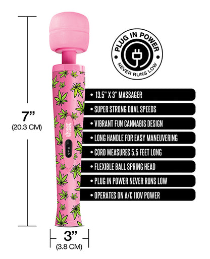 Stoner Vibes Wacky Weed Wand Massager - Pink Kush