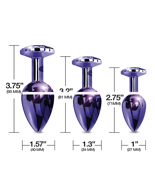 Nixie Metal Butt Plug Trainer Set w/Inlaid Jewel - Purple Metallic