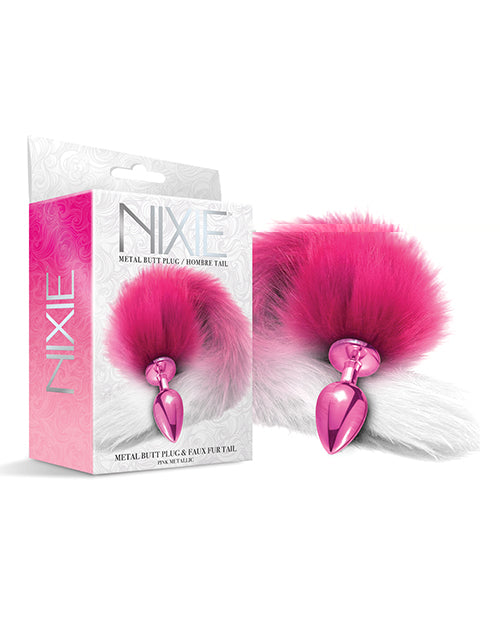 Nixie Metal Butt Plug w/Faux Fur Tail - Pink Metallic