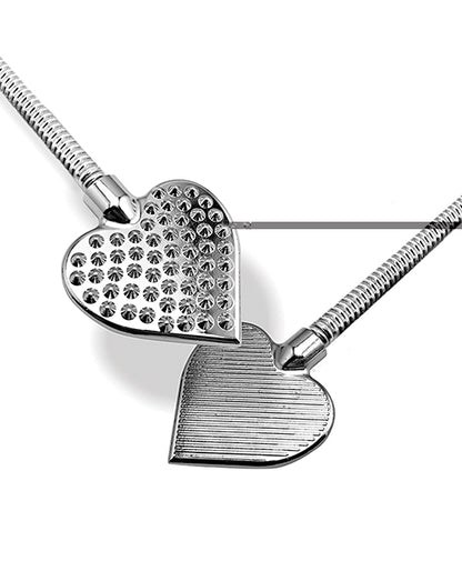 Nixie Flaming Heart Riding Crop - Silver