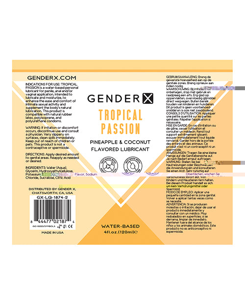 Gender X Flavored Lube - 4 oz Tropical Passion