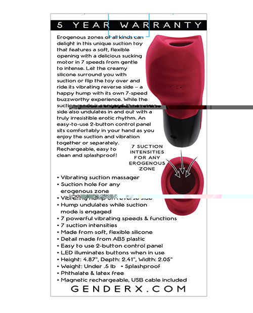 Gender X Body Kisses Vibrating Suction Massager - Red/Black