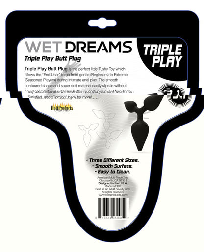 Wet Dreams Triple Play Anal Plug - Black