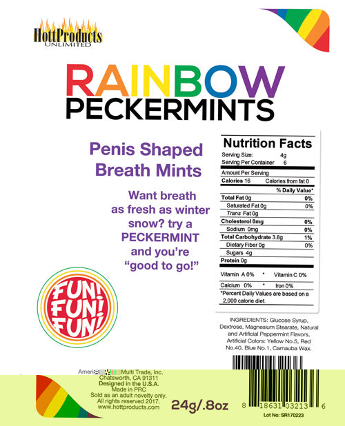 Rainbow Pecker Shape Candies in Tin-Carded