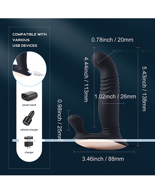 Royal Thrusting Vibrating Prostate & Perineum Massager - Black