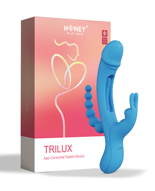 Trilux Kinky Finger Rabbit Vibrator w/ Anal Beads - Blue