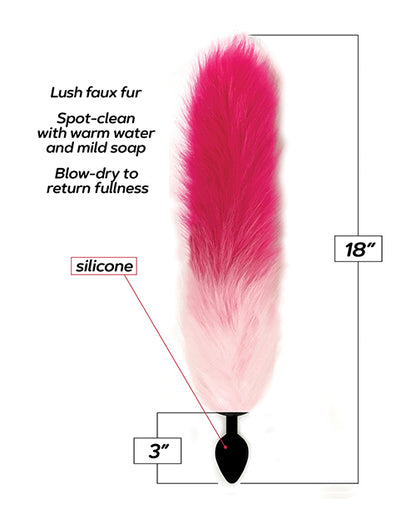 Foxy Fox Tail Silicone Butt Plug - Pink Gradient