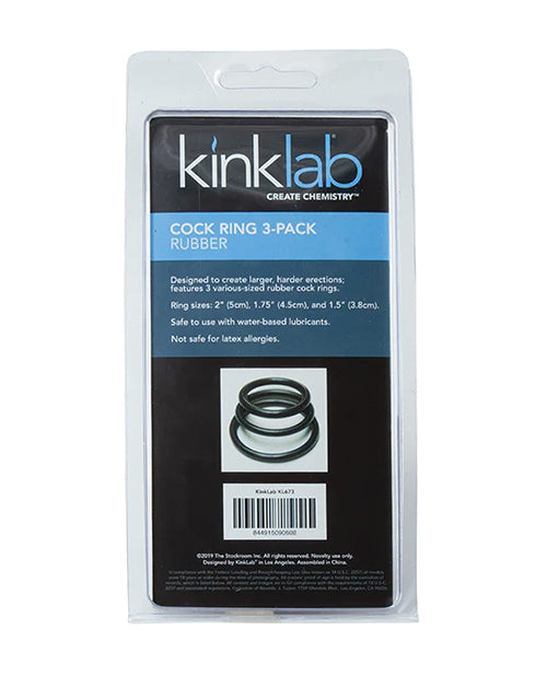 KinkLab Rubber Cock Ring - Pack of 3