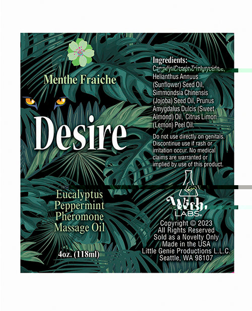 Desire Pheromone Massage Oil - 4 oz Eucalyptus/Peppermint