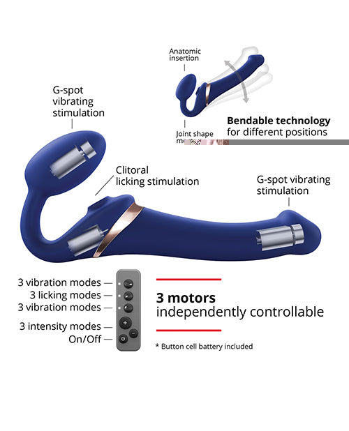 Strap on Me Multi Orgasm Bendable Strapless Strap on Medium - Night Blue