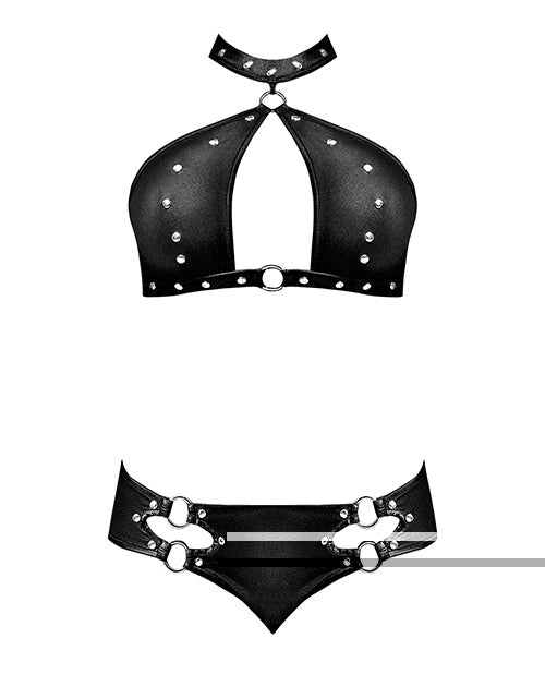 Lust Juno Top w/Velcro Choker Neck & Mini Short Black  L/XL