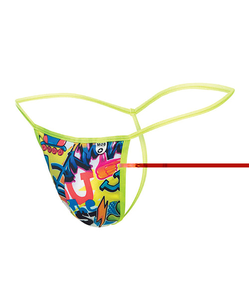 Male Basics Sinful Hipster Music T Thong G-String Blue Print XL