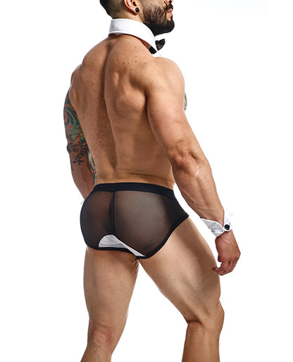 Male Basics MOB Maitre D Brief, Bow & French Cuffs Black/White LG