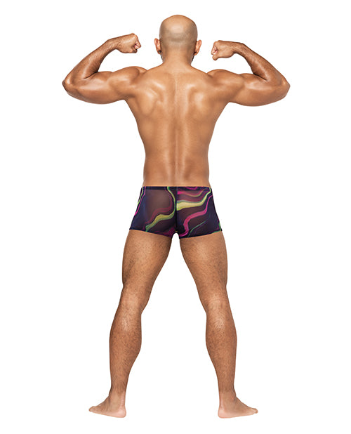 Galactic Sheer Poly Spandex Mini Short Multi Color XL