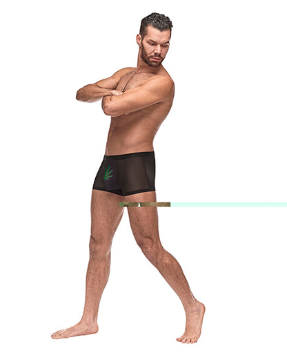 Private Screening Micro Mesh & Modal Pot Leaf Black XL