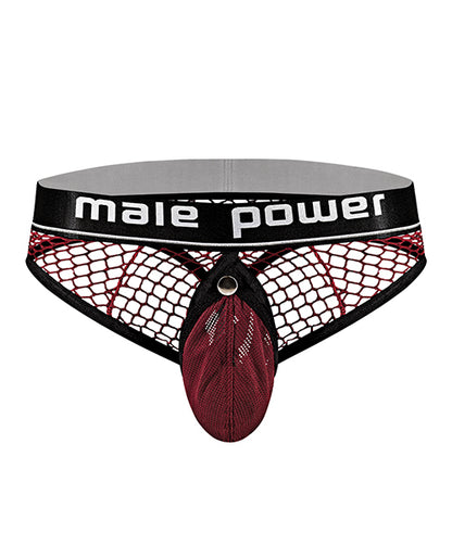 Cock Pit Fishnet Cock Ring Thong Red S/M