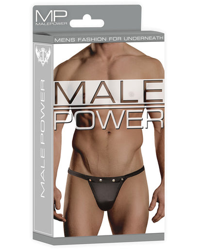 Male Power Rip off Thong w/Studs Black L/XL