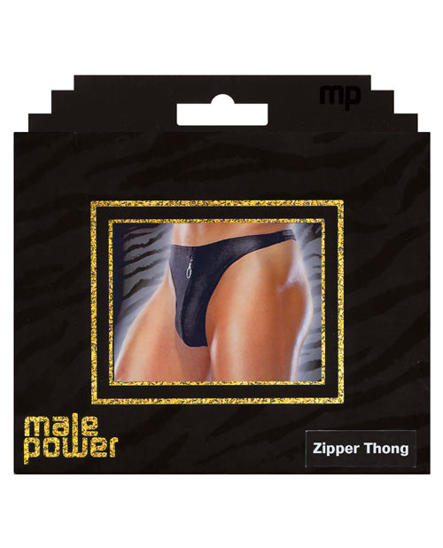 Male Power Zipper Thong Black S/M