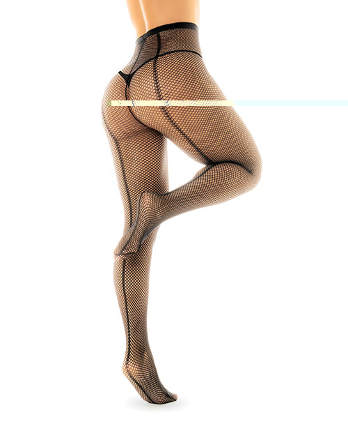 'fishnet Pantyhose W/back Seam Black O/s