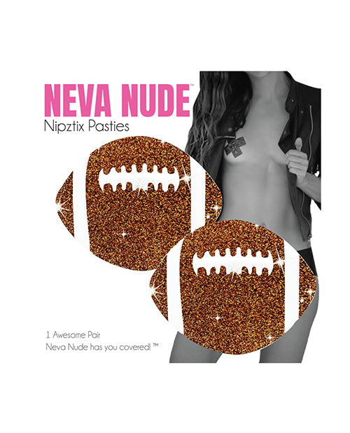 Neva Nude Football Glitter Pasties - Brown O/S