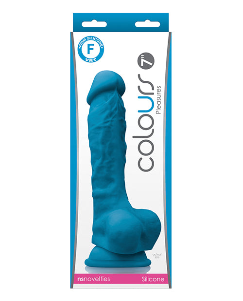 Colours Pleasures 7" Dong w/Balls & Suction Cup - Blue