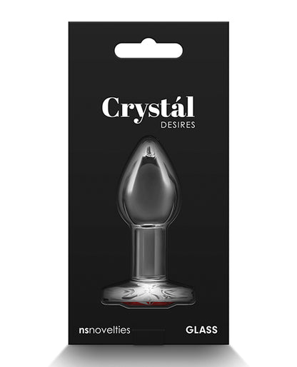 Crystal Desires Glass Heart Gem Butt Plug Small - Red