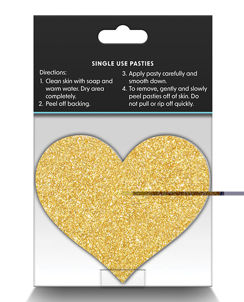 Pretty Pasties Glitter Hearts Black/Gold - 2 Pair