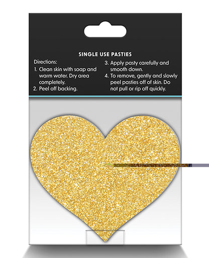 Pretty Pasties Glitter Hearts Black/Gold - 2 Pair