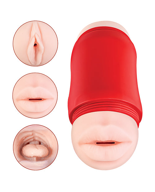 Delite Two Ways Mouth & Vagina Masturbator - White