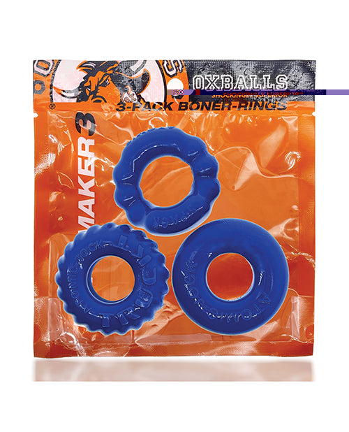 Oxballs Bonemaker 3 Pack Cockring Kit - Pool blue