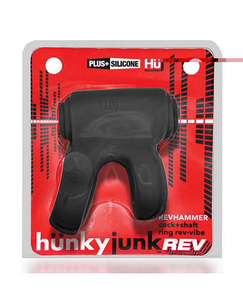 Hunkyjunk Revhammer Shaft Vibe Ring - Tar Ice w/Red Vibe