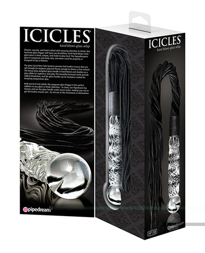 Icicles No. 38 Hand Blown Glass Handled Whip - Clear