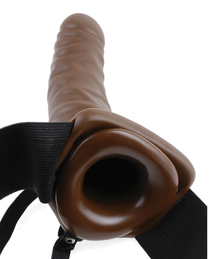 Fetish Fantasy Series 8" Vibrating Hollow Strap On - Brown