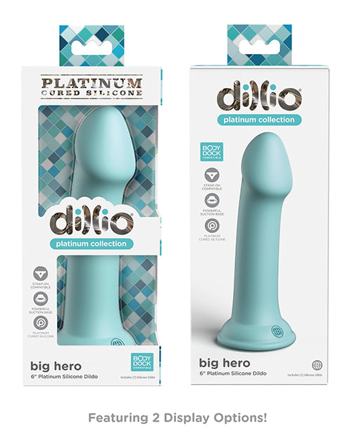 Dillio Platinum 6" Big Hero Silicone Dildo - Teal