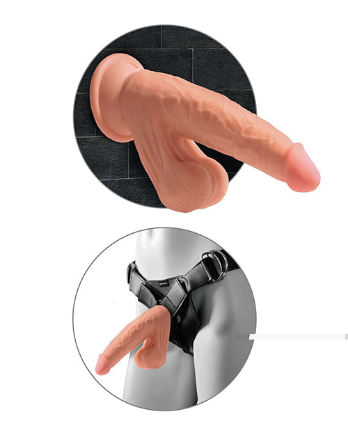 King Cock Plus 7" Triple Density Cock w/Swinging Balls - Tan